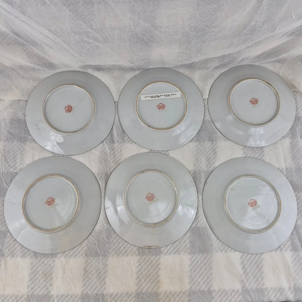 Vintage Japanese Satsuma Moriage Plates Set of 6 Hand Painted Immortals 7.25